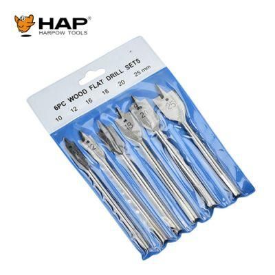 Blister Packing 6PCS 10mm 12mm 16mm 18mm 20mm 25mm Flat Spade Wood Drill Bit Set