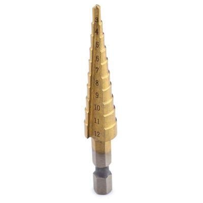 HSS Power Drill Hex Shank Straight Flute Titanium Step Drill Bit