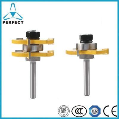 1/4 Inch Shank Tungsten Carbide Tipped Tongue and Groove 2PCS Wood Router Bit Set