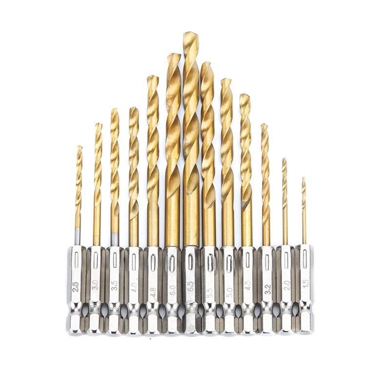 13PCS Twist Drill Bits 1.5 to 6.5mm with Hex Shank