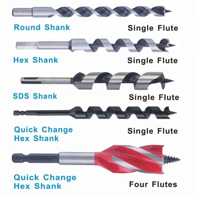 Impact Hex Shank Tri-Flute Three Spurs Wood Auger Drill Bit for Wood Faster Drilling