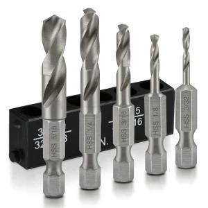 HSS Drill Bits Factory Power Tools 5piece M2 Stubby Hex Shank with Metal Twist Drill Bit