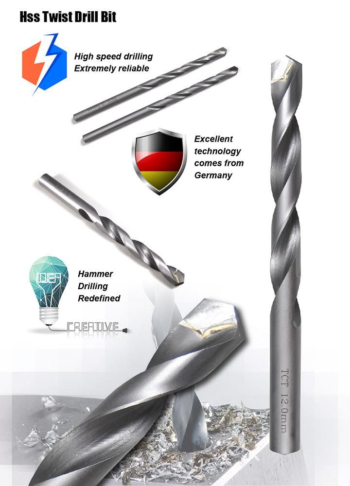 Supreme Professional Quality T.C.T. HSS Twist Drill Bit DIN338 Rn Cylindrical Shank for Metal Steel Stainless Steel Alloyed Unalloyed Non-Ferrous Metal Drilling