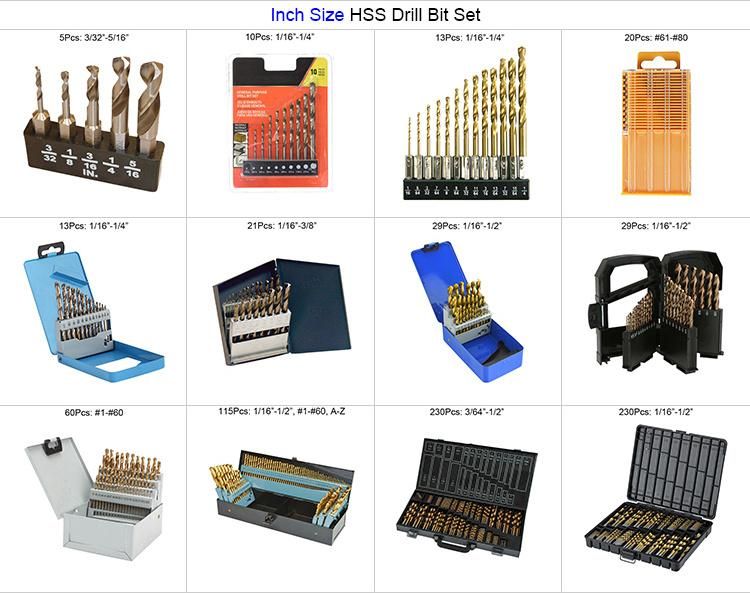 19 PCS HSS Drills Set Metric DIN338 Titanium HSS Twist Drill Bit Set for Metal Stainless Steel Aluminium Wood Drilling in Plastic Box (SED-DBS19-1)