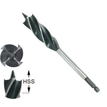 Welding HSS Head Four Flutes Wood Quad Auger Drill Bit for Speed Feed Long Drilling