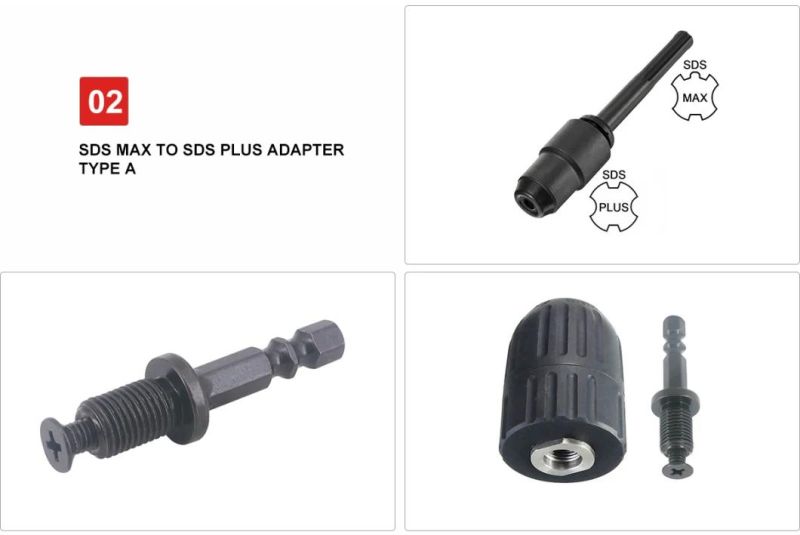 1/4" Hex Shank to 3/8" -24unf & 1/2" -20unf Male Thread Reverse Screw Adapter for Keyless Drill Chuck