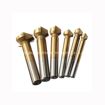 6PCS 3 Flute Titanium Caoted HSS Countersink Drill Bit Set