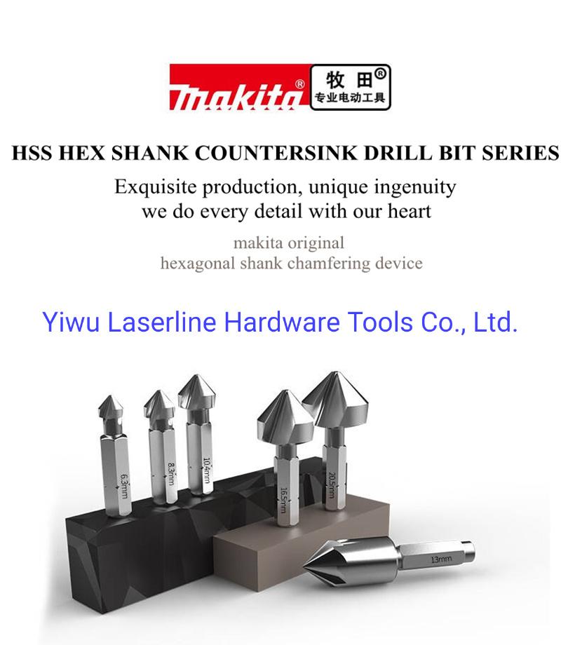 Excellent Performance HSS Countersink Hex Shank Makita Original Drill Bit for Metal Steel Copper Ni Alu Hole Chamfering