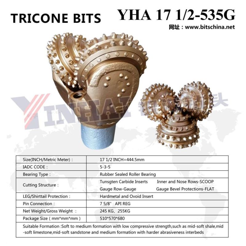 API Tricone Bit 17 1/2 Inch IADC535 Rock Drill Bit for Water Well Drilling