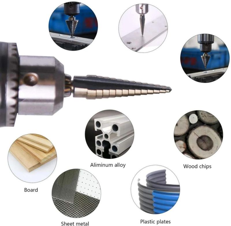 High Speed Hex Shank HSS Titanium Step Drill Bit for Metal