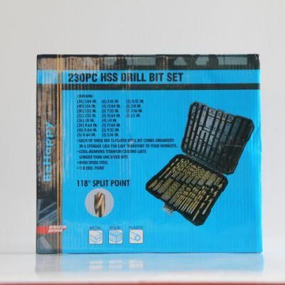 230 PCS 118&deg; High Speed Steel Drill Bits Set