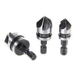 3PCS Hex Shank 5 Flute Wood Countersink Drill Bit Set for Wood Screw