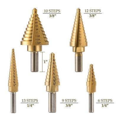 Tin-Coated Straight Flute HSS Step Drill Bit with Triangular Shank- (SED-SD-TS)
