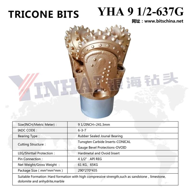 TCI Tricone Bit9 1/2" IADC437/537/637 TCI Rock Bit TCI Drilling Bit