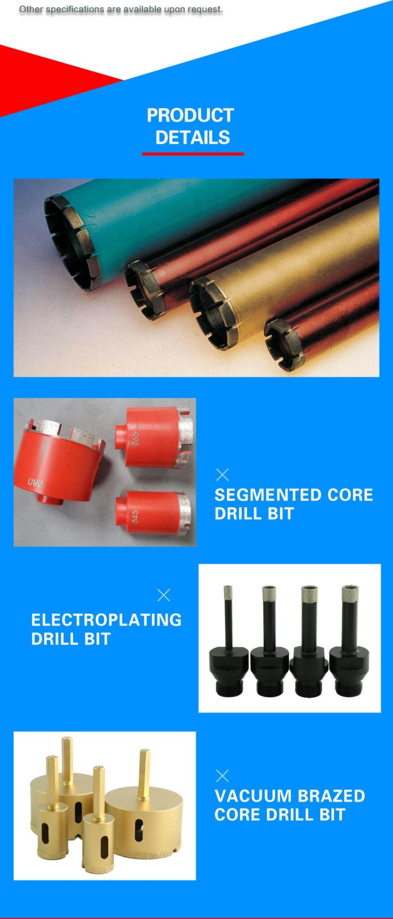 Diamond Grits Electroplated Porcelain/Ceramic 3 Dry Core Drill Bit for Sandstone