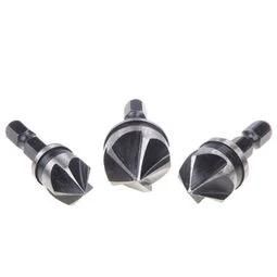 3PCS Hex Shank 5 Flute Wood Countersink Drill Bit Set for Wood Screw