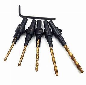 5PCS Hex Shank 2 Flute Tct Carbide Tipped Wood Countersink Drill Bit Set for Wood Screw