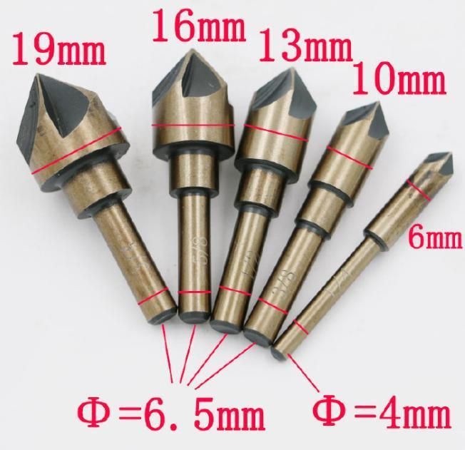 Five Flute Chamfer Debur Countersink 1/4" Hex