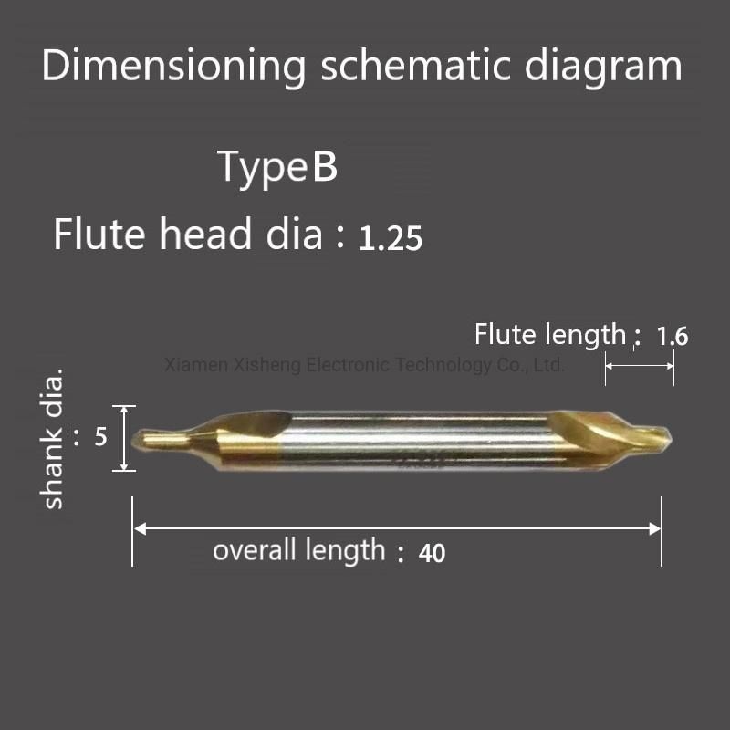 Whole Grinding High Hardness High Speed Steel Titanium Coating Spiral Flute Full Grinding Center Drills Bit -Type B