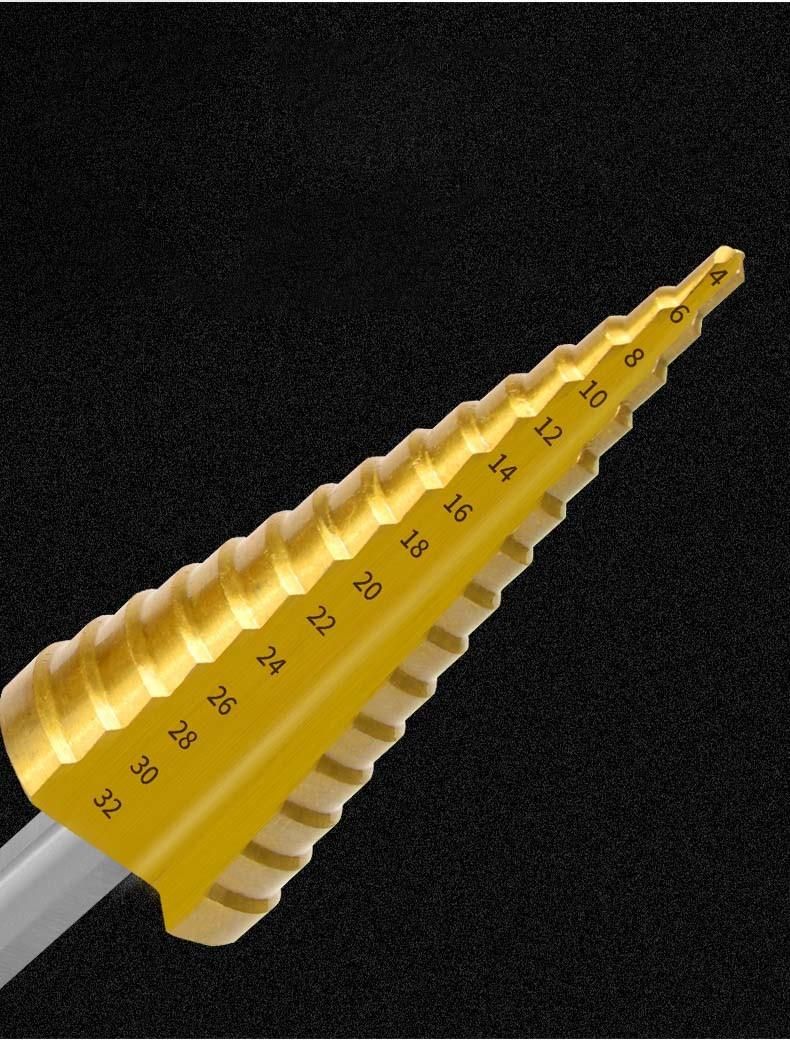 High-Speed Steel Pagoda Drill Bit Multifunctional Conical Metal Hole Opener Containing Cobalt Stepped Spiral Drill Bit Reamer