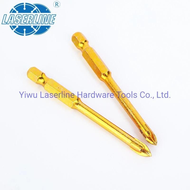 Hex Shank Cross Carbide Tip Glass Drill Bit for Glass Ceramic Porcelain Tile Drilling