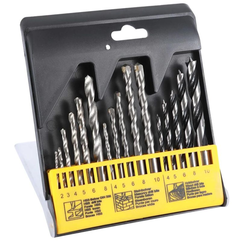 16PCS Metric Combination HSS Drill Bit Set in Plastic Box