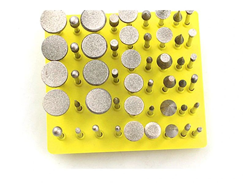 Z-Lion 50PCS 3.2mm Sanding Tool Mounted Needles Coated Rotary Tuck Rod Tools Head Burr Diamond Point Tool Set for Alloy Glass Stone Jade Grinding