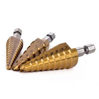 Metal Drilling 3PCS Titanium Coated HSS 4241 Step Core Drill Bit Set