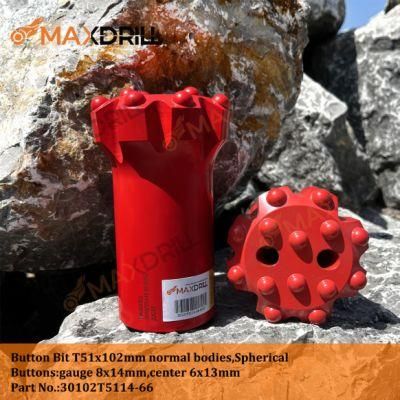 T51 Thread Button Bit with Diameter 102mm Thread Button Bit for Mining