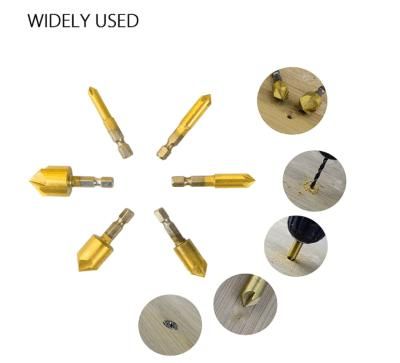 Countersink Drill Bit- 6PCS 90 Degree HSS 1/4&prime;&prime; Hex Shank 5 Flute Countersink Drill Bit Set for Wood Quick Change Bit