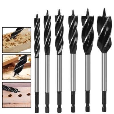 Four Flute Hex Shank 10mm-35mm Carbon Steel Woodworking Wood Holes Auger Drill Bit