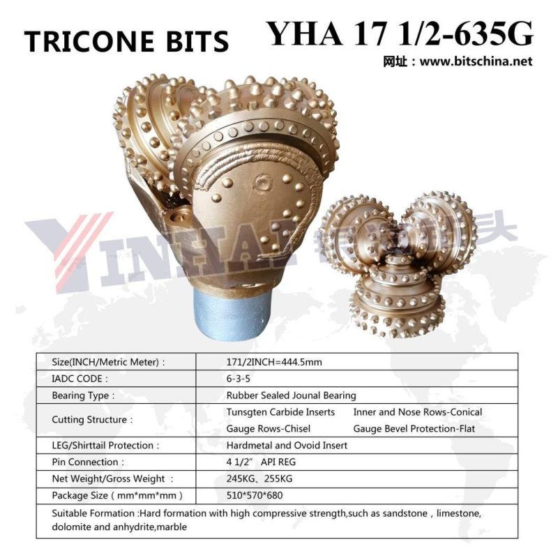 Regular Tricone Bit 17 1/2" IADC635 for Water/Oil/Gas Well Drilling