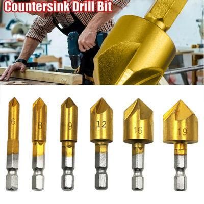 82 Degree 1/4 Hex Shank HSS 5 Flute Countersink Drill