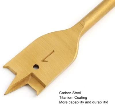 Goldmoon Spade Drill Bit Set- Paddle Flat Bits, Hole Cutter, Titanium Coating, Carbon Steel, Woodworking