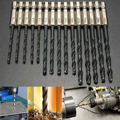 15PCS HSS Drill Bit Set Titanium Coated Twist Drills for Metal