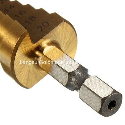 4-20mm HSS Hex Shank Titanium Coated Straight Flute Step Drill Bit