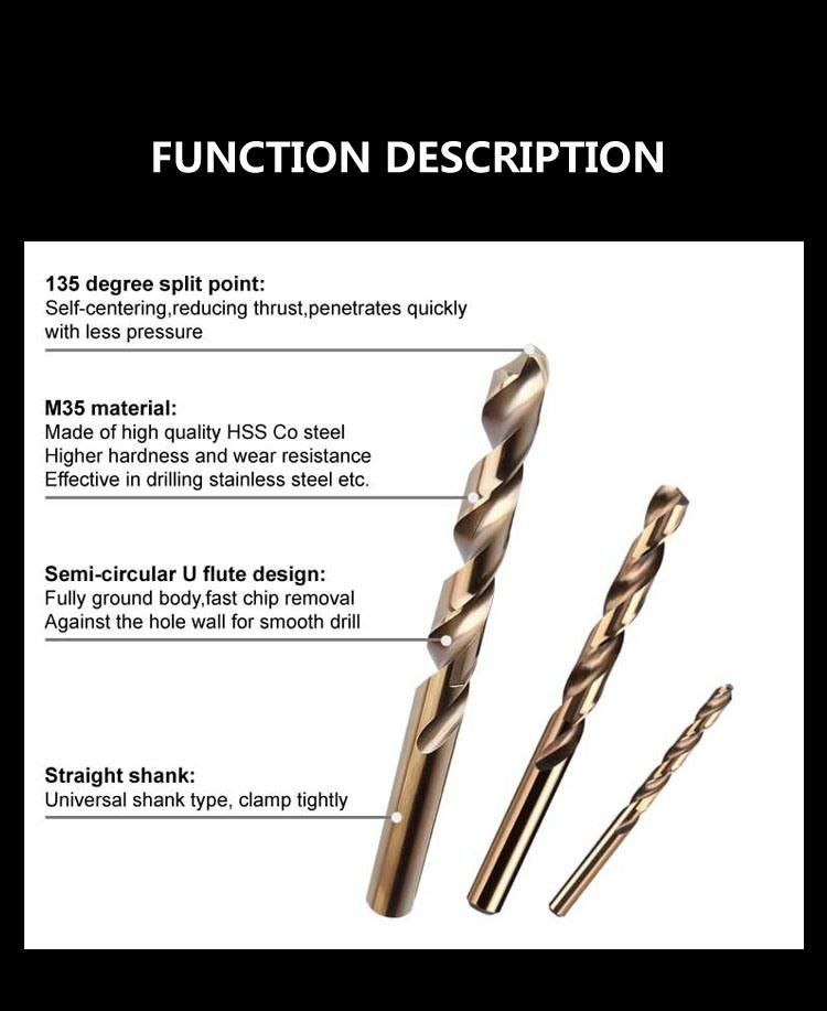 Vido Tools 4341 M35 1-13mm HSS Twist Cobalt Drill Bit for Metal Wood