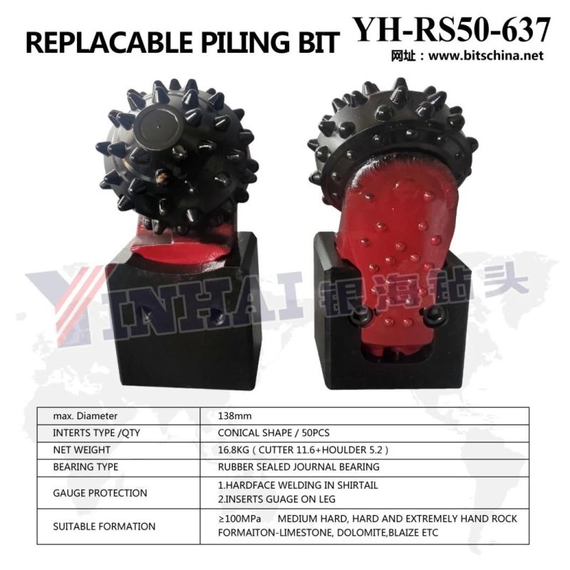 Replaceable/Dechtable 8 1/2" IADC637 Single Roller Cone for Rotary Piling Drilling