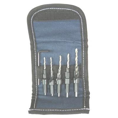 5PCS High Speed Steel Countersink Drill Bit in Canvas Bag