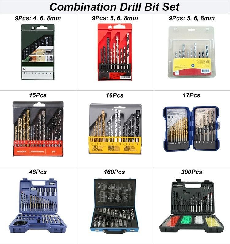 16PCS Metric Wood Drills Masonry Drill Bits HSS Combination Twist Drill Bit Set for Wood Masonry Metal (SED-CDBS16)