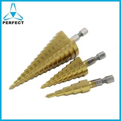 Straight Flute Titanium Hex Shank HSS Step Cone Drill Bit