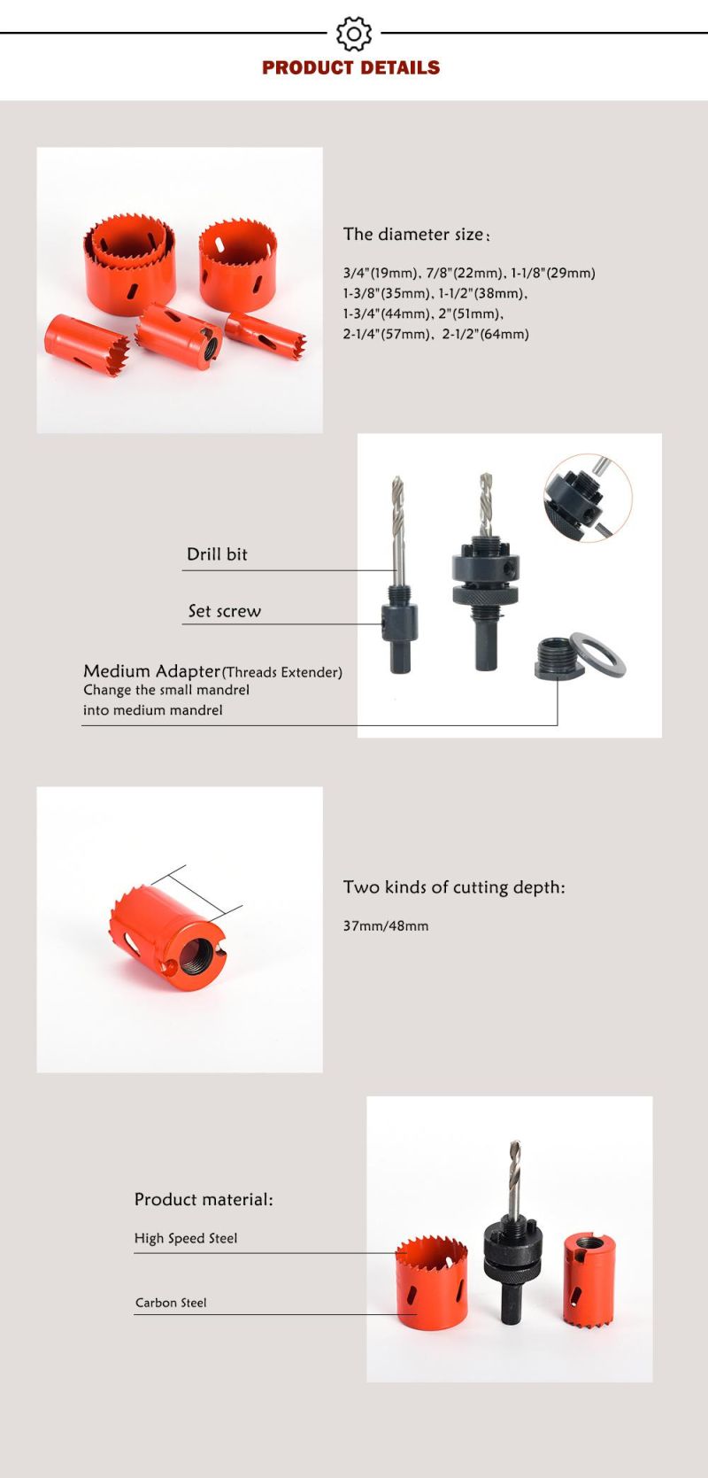 14-Piece General Purpose 3/4" to 2-1/2" Set Bi-Metal Hole Saw with Case High Speed Steel (HSS)