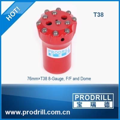 Q12-76mm T38 8-Gauge Flat Dome Threaded Drill Bits