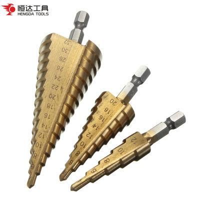 Titanium Coated Straight Flute Spiral Flute HSS Step Drill Bits for Metal Drilling