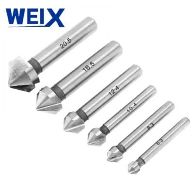Weix Countersink Drill Bit HSS 3f 90 Degree Point Angle Chamfer Cutter Chamfer Drill Bit for Metal Chamfering and Deburring