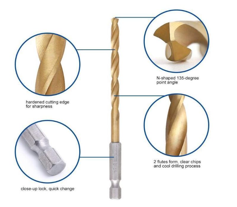 1/16"-1/4" 13 PCS Hex Shank High Speed Steel Drill Set for Wood Plastic Aluminum Alloy