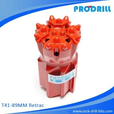 T51-89 Retrac Threaded Button Bits for Top Hammer Drilling