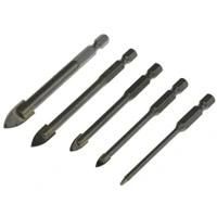 Quick Change Hex Shank Cross Carbide Tip Glass Drill Bit