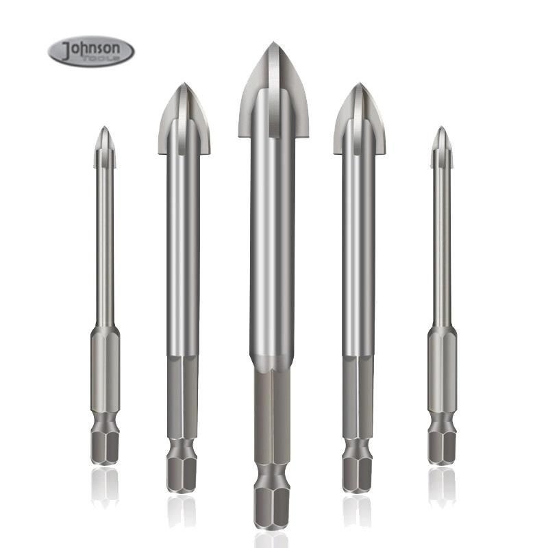 Quick Release Hex Shank Cross Tungsten Carbide Glass Drywall Drill Bit for Glass Metal