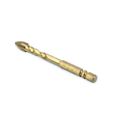 Hot Sales Quick Change Hex Shank Golden Cross Carbide Tip Glass Drill Bit